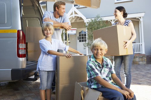 Prepared moving boxes and household items ready for local removal